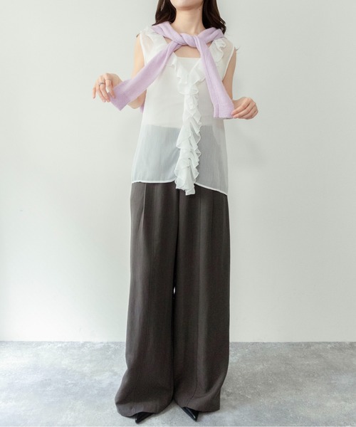 on:nue（オンニュ）の「【on:nue】[着用動画あり！] エアリーシフォンラッフルフリルブラウス（シャツ/ブラウス・レディース・ベージュ/ホワイト/ピンクベージュ・FREE）」の16枚目の写真