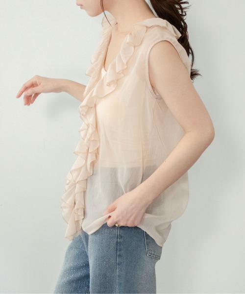 on:nue（オンニュ）の「【on:nue】[着用動画あり！] エアリーシフォンラッフルフリルブラウス（シャツ/ブラウス・レディース・ベージュ/ホワイト/ピンクベージュ・FREE）」の20枚目の写真