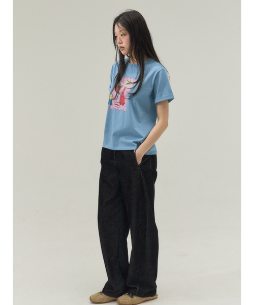 Small Room Exhibition Turn-Up Sleeve Tee_Blue（Tシャツ/カットソー