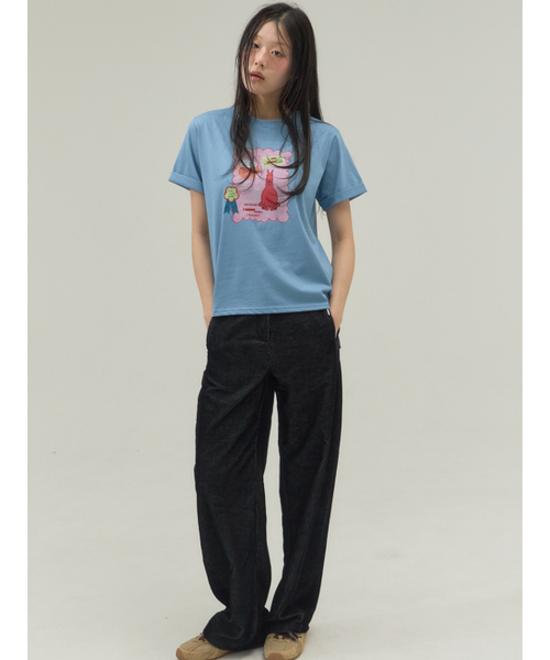 Small Room Exhibition Turn-Up Sleeve Tee_Blue（Tシャツ/カットソー