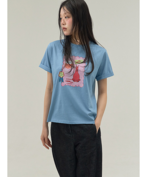 Small Room Exhibition Turn-Up Sleeve Tee_Blue（Tシャツ/カットソー