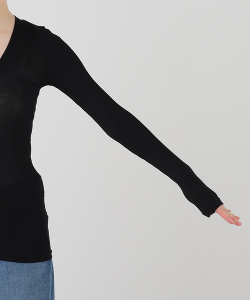 FRAMeWORK(フレームワーク)の「MALU CHARLIEコットンカーディガン(Tシャツ/カットソー・レディース・ブラック/ベージュ/ブラウン・FREE)」の6枚目の写真