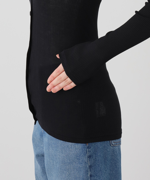 FRAMeWORK(フレームワーク)の「MALU CHARLIEコットンカーディガン(Tシャツ/カットソー・レディース・ブラック/ベージュ/ブラウン・FREE)」の7枚目の写真