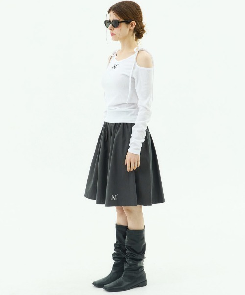 MUCENT（ムセント）の「A'GEM/9 × .kom 『MUCENT/ムセント』NEKI RIBBON OFF SHOULDER TEE/NEKIリボンオフショルダー長袖Tシャツ（Tシャツ/カットソー・レディース・ブラック/ホワイト/グレー・FREE）」の9枚目の写真