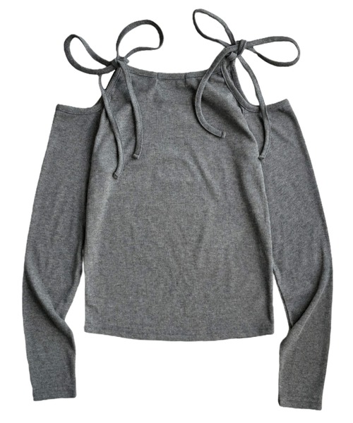 MUCENT（ムセント）の「A'GEM/9 × .kom 『MUCENT/ムセント』NEKI RIBBON OFF SHOULDER TEE/NEKIリボンオフショルダー長袖Tシャツ（Tシャツ/カットソー・レディース・ブラック/ホワイト/グレー・FREE）」の18枚目の写真