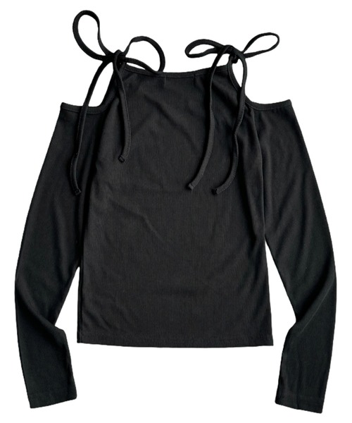 MUCENT（ムセント）の「A'GEM/9 × .kom 『MUCENT/ムセント』NEKI RIBBON OFF SHOULDER TEE/NEKIリボンオフショルダー長袖Tシャツ（Tシャツ/カットソー・レディース・ブラック/ホワイト/グレー・FREE）」の16枚目の写真