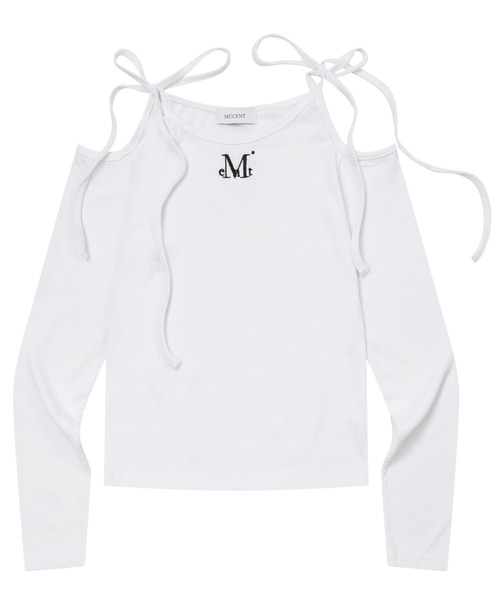 MUCENT（ムセント）の「A'GEM/9 × .kom 『MUCENT/ムセント』NEKI RIBBON OFF SHOULDER TEE/NEKIリボンオフショルダー長袖Tシャツ（Tシャツ/カットソー・レディース・ブラック/ホワイト/グレー・FREE）」の10枚目の写真