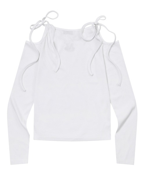 MUCENT（ムセント）の「A'GEM/9 × .kom 『MUCENT/ムセント』NEKI RIBBON OFF SHOULDER TEE/NEKIリボンオフショルダー長袖Tシャツ（Tシャツ/カットソー・レディース・ブラック/ホワイト/グレー・FREE）」の11枚目の写真