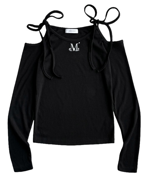 MUCENT（ムセント）の「A'GEM/9 × .kom 『MUCENT/ムセント』NEKI RIBBON OFF SHOULDER TEE/NEKIリボンオフショルダー長袖Tシャツ（Tシャツ/カットソー・レディース・ブラック/ホワイト/グレー・FREE）」の15枚目の写真