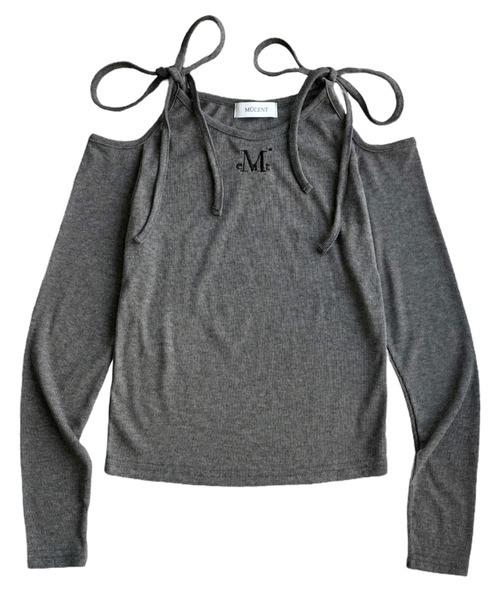 MUCENT（ムセント）の「A'GEM/9 × .kom 『MUCENT/ムセント』NEKI RIBBON OFF SHOULDER TEE/NEKIリボンオフショルダー長袖Tシャツ（Tシャツ/カットソー・レディース・ブラック/ホワイト/グレー・FREE）」の17枚目の写真