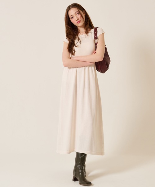 TINA:JOJUN(ティーナジョジュン)の「バレエネック ロング ニットワンピース TINA:JOJUN(ワンピース・レディース・ブラック/ピンク系その他・M)」の5枚目の写真