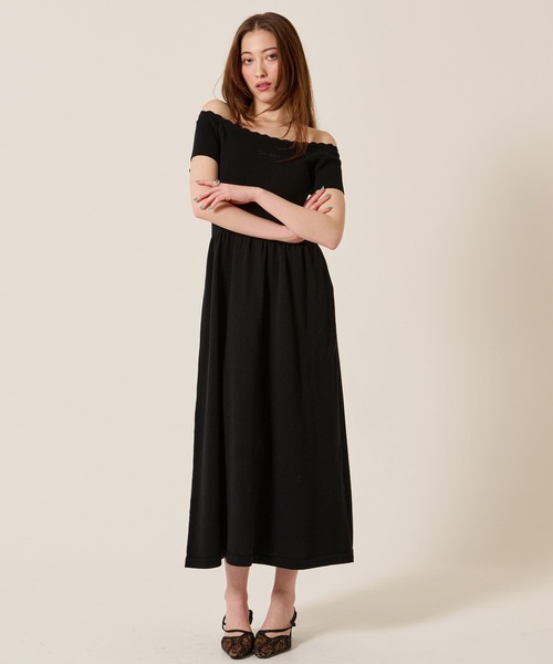 TINA:JOJUN(ティーナジョジュン)の「バレエネック ロング ニットワンピース TINA:JOJUN(ワンピース・レディース・ブラック/ピンク系その他・M)」の8枚目の写真