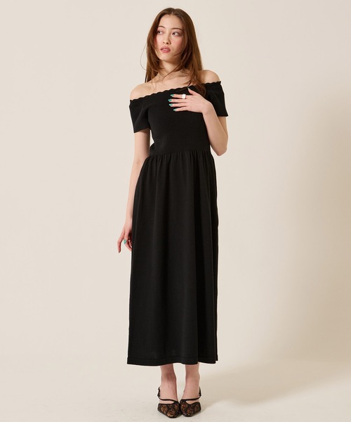 TINA:JOJUN(ティーナジョジュン)の「バレエネック ロング ニットワンピース TINA:JOJUN(ワンピース・レディース・ブラック/ピンク系その他・M)」の9枚目の写真