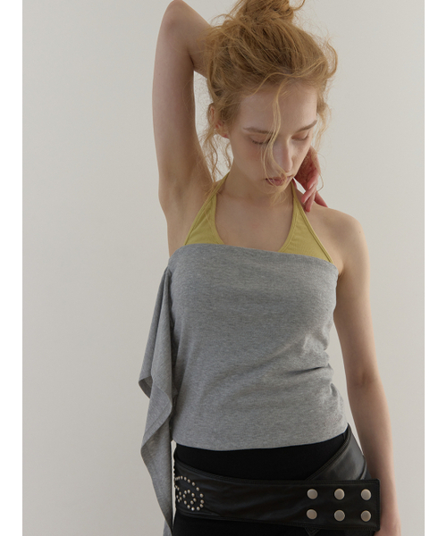 ASURA(アスラ)の「CURVE HALTER SLEEVELESS (MUSTARD)(Tシャツ/カットソー・レディース・その他・OS)」の9枚目の写真