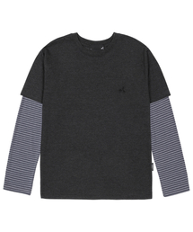 BP2 DISORDER（ビーピーツーディスオーダー）の「レイヤードストライプTシャツチャコール（Tシャツ/カットソー）」