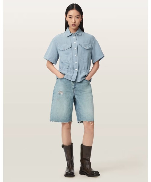 ALLSAINTS(オールセインツ)の「TOVE SHORT SLEEVE LINEN BLEND SHIRT | TOVE 半袖 リネン ブレンド シャツ(シャツ/ブラウス・レディース・ライトブルー・6/8/10/4)」の3枚目の写真
