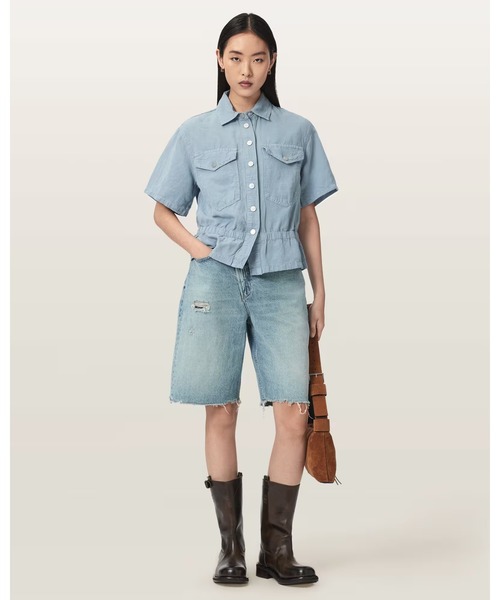 ALLSAINTS(オールセインツ)の「TOVE SHORT SLEEVE LINEN BLEND SHIRT | TOVE 半袖 リネン ブレンド シャツ(シャツ/ブラウス・レディース・ライトブルー・6/8/10/4)」の5枚目の写真
