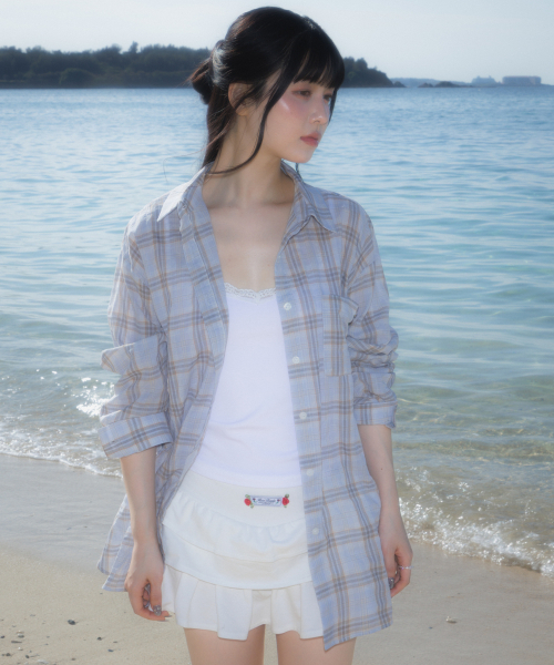 ROSEFRANTZ（ロゼフランツ）の「See-through Check Overfit Shirt [Sky Blue]（シャツ/ブラウス・レディース・スカイブルー・OS）」の3枚目の写真