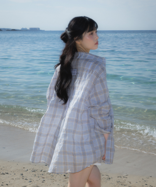 ROSEFRANTZ（ロゼフランツ）の「See-through Check Overfit Shirt [Sky Blue]（シャツ/ブラウス・レディース・スカイブルー・OS）」の7枚目の写真