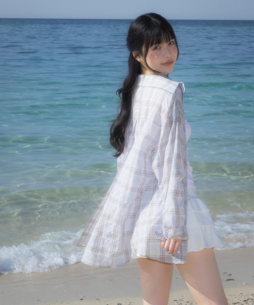 ROSEFRANTZ（ロゼフランツ）の「See-through Check Overfit Shirt [Sky Blue]（シャツ/ブラウス・レディース・スカイブルー・OS）」の13枚目の写真