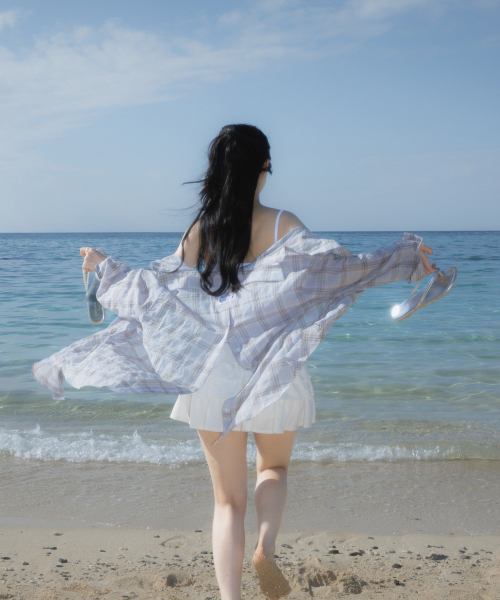 ROSEFRANTZ（ロゼフランツ）の「See-through Check Overfit Shirt [Sky Blue]（シャツ/ブラウス・レディース・スカイブルー・OS）」の19枚目の写真