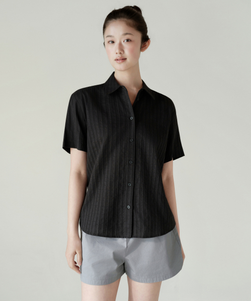 MUSINSA STANDARD WOMAN（ムシンサスタンダードウーマン）の「ウィメンズバーティカルレース半袖シャツ[ブラック]（シャツ/ブラウス・レディース・その他・X-SMALL/SMALL/MEDIUM/LARGE）」の3枚目の写真