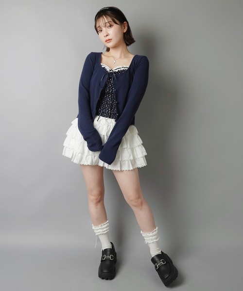 SPINNS(スピンズ)の「【セットアイテム】長袖カーディガン+小花柄キャミソールセット/フライス(カーディガン/ボレロ・レディース・チャコール/ネイビー・ONESIZE)」の8枚目の写真
