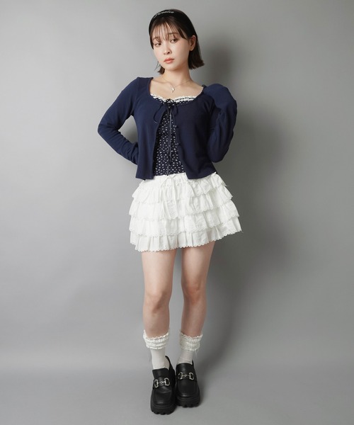 SPINNS(スピンズ)の「【セットアイテム】長袖カーディガン+小花柄キャミソールセット/フライス(カーディガン/ボレロ・レディース・チャコール/ネイビー・ONESIZE)」の11枚目の写真