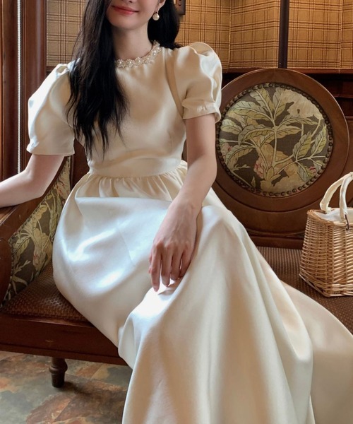 YUGA(ユーガ)の「YUGA_YGMC Korean-style Pearl neck party dress(ドレス・レディース・オフホワイト・S/M)」の9枚目の写真