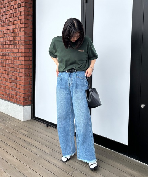 ISOOK（アイスー）の「【ISOOK / アイスー】オーバーサイズバックロゴTシャツ / プリントT 半袖 グラフィック 配色 バイカラー ビッグシルエット ルーズ メンズライク ノームコア ZOZOTOWN限定（Tシャツ/カットソー・レディース・グリーン/ネイビー/グレー・FREE）」の7枚目の写真