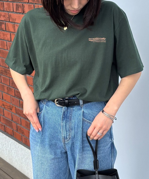 ISOOK（アイスー）の「【ISOOK / アイスー】オーバーサイズバックロゴTシャツ / プリントT 半袖 グラフィック 配色 バイカラー ビッグシルエット ルーズ メンズライク ノームコア ZOZOTOWN限定（Tシャツ/カットソー・レディース・グリーン/ネイビー/グレー・FREE）」の13枚目の写真