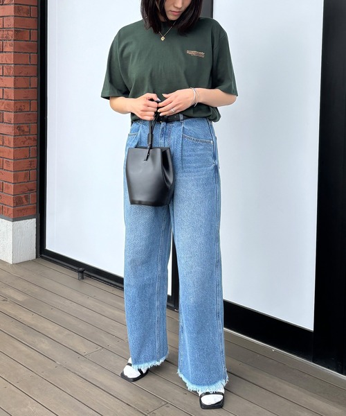 ISOOK（アイスー）の「【ISOOK / アイスー】オーバーサイズバックロゴTシャツ / プリントT 半袖 グラフィック 配色 バイカラー ビッグシルエット ルーズ メンズライク ノームコア ZOZOTOWN限定（Tシャツ/カットソー・レディース・グリーン/ネイビー/グレー・FREE）」の19枚目の写真