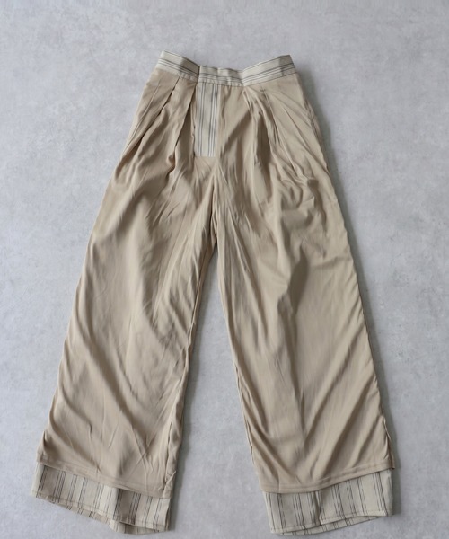 antiqua(アンティカ)の「ストライプ柄 タック ワイドパンツ(その他パンツ・レディース・ベージュ/ブラック・MEDIUM/LARGE)」の11枚目の写真