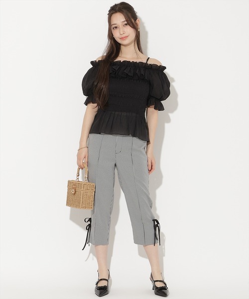 WILLSELECTION(ウィルセレクション)の「サイドリボンクロップドパンツ(その他パンツ・レディース・ピンク/ブラック/ブラック系その他・M/S)」の2枚目の写真