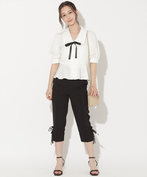 WILLSELECTION(ウィルセレクション)の「サイドリボンクロップドパンツ(その他パンツ・レディース・ピンク/ブラック/ブラック系その他・M/S)」の5枚目の写真