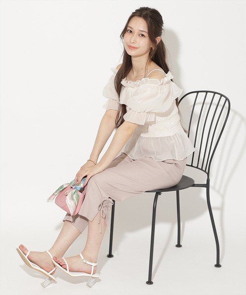 WILLSELECTION(ウィルセレクション)の「サイドリボンクロップドパンツ(その他パンツ・レディース・ピンク/ブラック/ブラック系その他・M/S)」の4枚目の写真