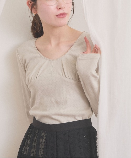 fig Ｌondon（フィグロンドン）の「pattren mesh long sleeve（Tシャツ/カットソー・レディース・ブラック/ホワイト/グレー・FREE）」の3枚目の写真