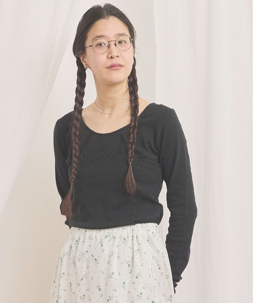 fig Ｌondon（フィグロンドン）の「pattren mesh long sleeve（Tシャツ/カットソー・レディース・ブラック/ホワイト/グレー・FREE）」の2枚目の写真