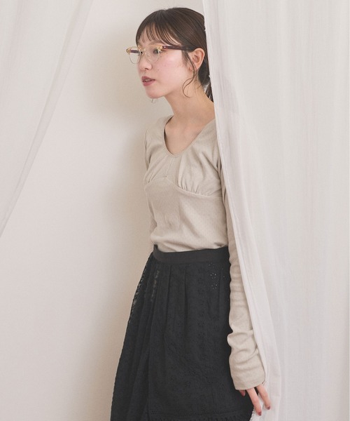fig Ｌondon（フィグロンドン）の「pattren mesh long sleeve（Tシャツ/カットソー・レディース・ブラック/ホワイト/グレー・FREE）」の19枚目の写真