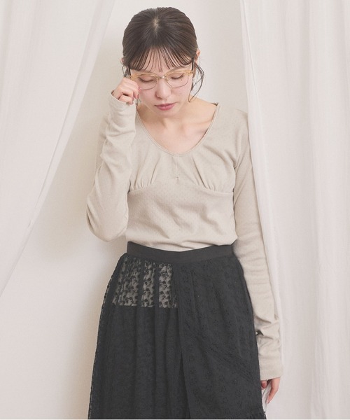 fig Ｌondon（フィグロンドン）の「pattren mesh long sleeve（Tシャツ/カットソー・レディース・ブラック/ホワイト/グレー・FREE）」の4枚目の写真