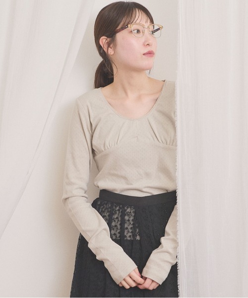 fig Ｌondon（フィグロンドン）の「pattren mesh long sleeve（Tシャツ/カットソー・レディース・ブラック/ホワイト/グレー・FREE）」の5枚目の写真