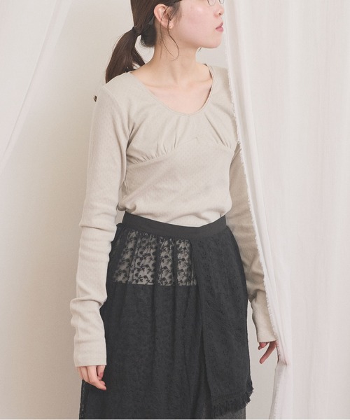 fig Ｌondon（フィグロンドン）の「pattren mesh long sleeve（Tシャツ/カットソー・レディース・ブラック/ホワイト/グレー・FREE）」の6枚目の写真