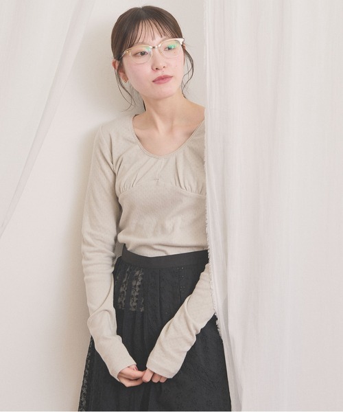 fig Ｌondon（フィグロンドン）の「pattren mesh long sleeve（Tシャツ/カットソー・レディース・ブラック/ホワイト/グレー・FREE）」の18枚目の写真