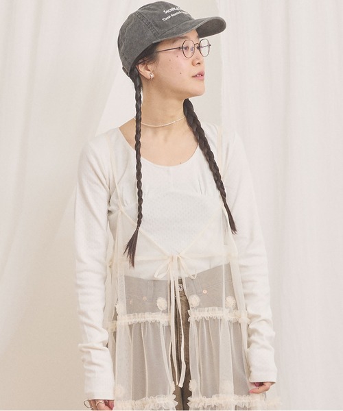 fig Ｌondon（フィグロンドン）の「pattren mesh long sleeve（Tシャツ/カットソー・レディース・ブラック/ホワイト/グレー・FREE）」の9枚目の写真