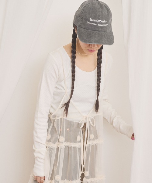 fig Ｌondon（フィグロンドン）の「pattren mesh long sleeve（Tシャツ/カットソー・レディース・ブラック/ホワイト/グレー・FREE）」の11枚目の写真