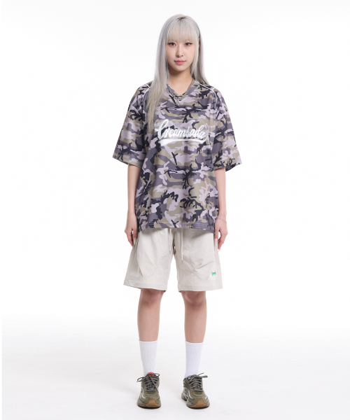 CREAM SODA LAB(クリームソーダラボ)の「カモメッシュパイピングオーバーサイズVネック半袖Tシャツカーキ(Tシャツ/カットソー・メンズ・その他・LARGE/X-LARGE)」の2枚目の写真