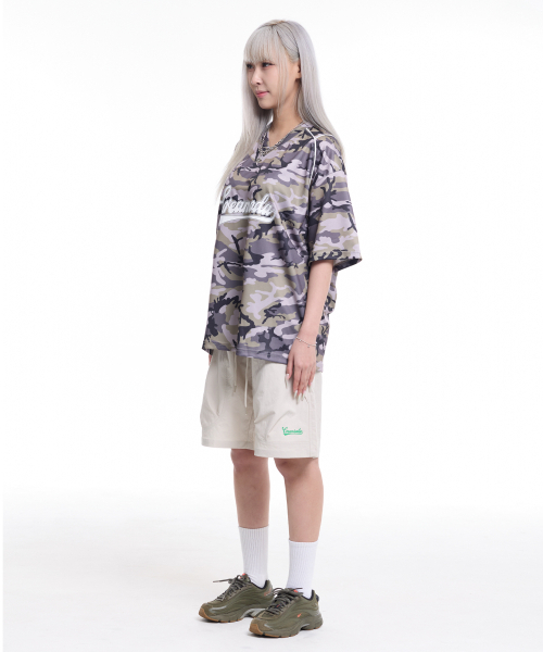 CREAM SODA LAB(クリームソーダラボ)の「カモメッシュパイピングオーバーサイズVネック半袖Tシャツカーキ(Tシャツ/カットソー・メンズ・その他・LARGE/X-LARGE)」の3枚目の写真