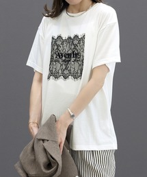 T/C天竺レースロゴ刺繍半袖カットソー