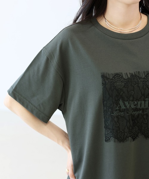 Aletta vita(アレッタビータ)の「T/C天竺レースロゴ刺繍半袖カットソー(Tシャツ/カットソー・レディース・チャコール/オフホワイト・FREE)」の14枚目の写真