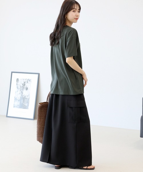 Aletta vita(アレッタビータ)の「T/C天竺レースロゴ刺繍半袖カットソー(Tシャツ/カットソー・レディース・チャコール/オフホワイト・FREE)」の9枚目の写真